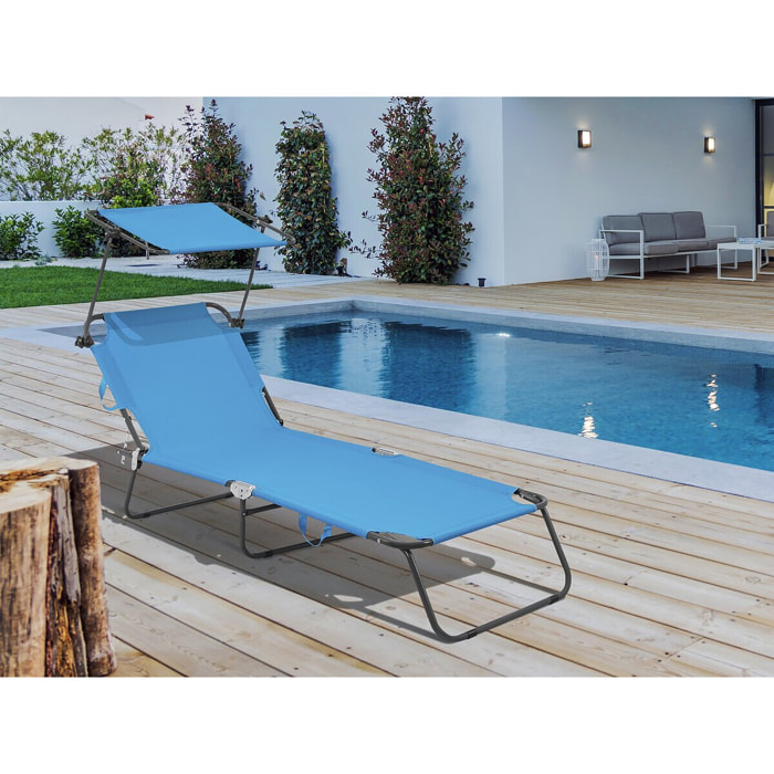 Bain de soleil pliable "Lazy" - Avec pare soleil - Bleu