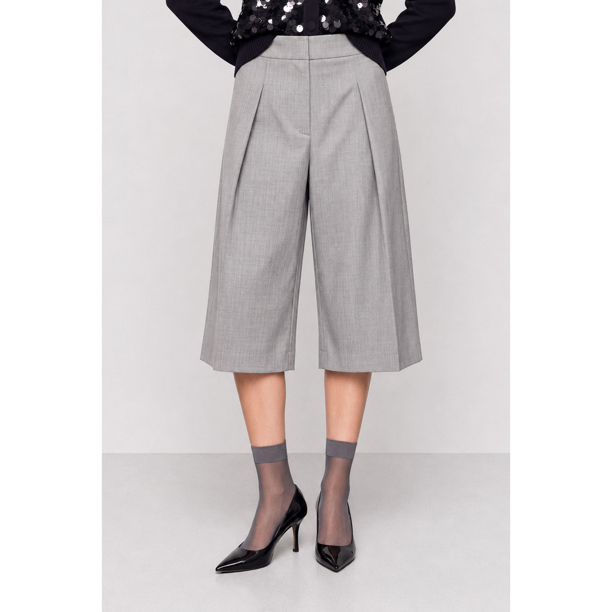 Kocca - Pantaloni culotte da donna a vita alta con pieghe Donna