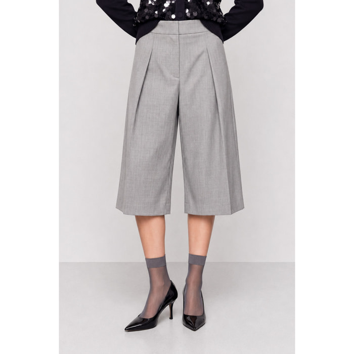 Kocca - Pantaloni culotte da donna a vita alta con pieghe Donna