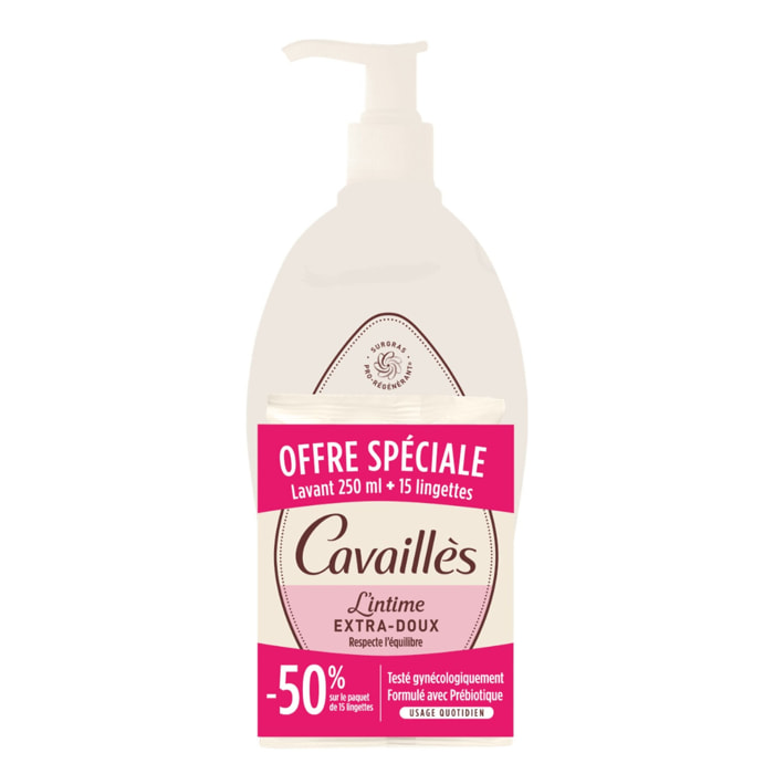 l'Intime Extra-Doux - Soin Lavant Naturel Hygiène Intime 250 ml + Lingettes x15