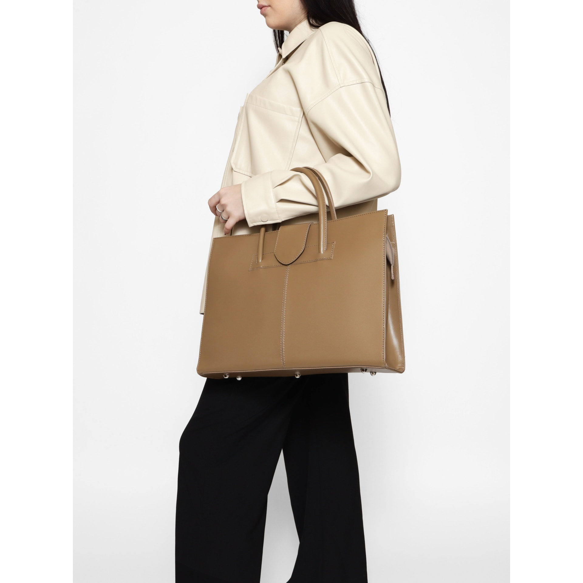 Borsa a mano da donna - Modello Evelina - 100% pelle - 40.0 x 29.0 x 9.0 cm