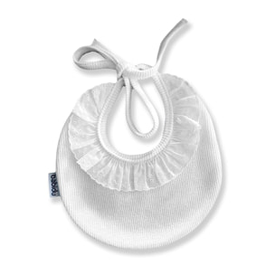 Babero Redondo Puntilla Canutillo 01 Blanco Talla Uni
