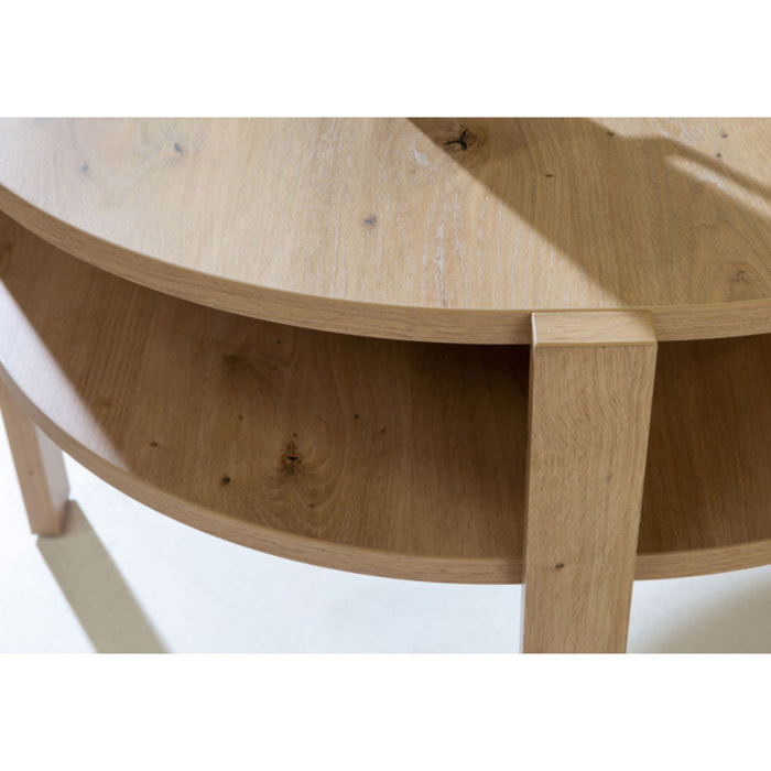Table basse ronde en bois avec niches - 5 coloris - BAGO