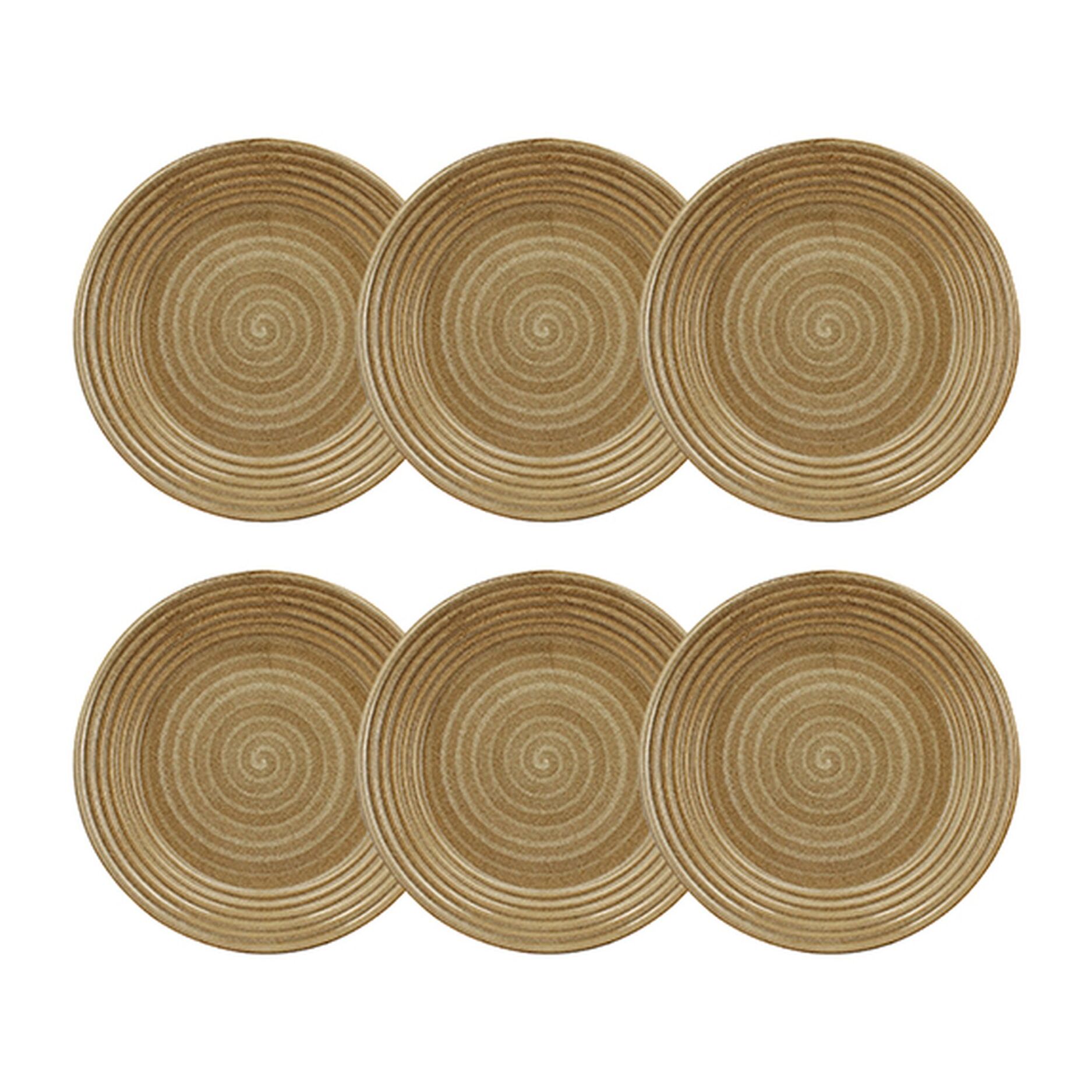 Lot de 6 assiettes plates 27cm en grès caramel TURBOLINO