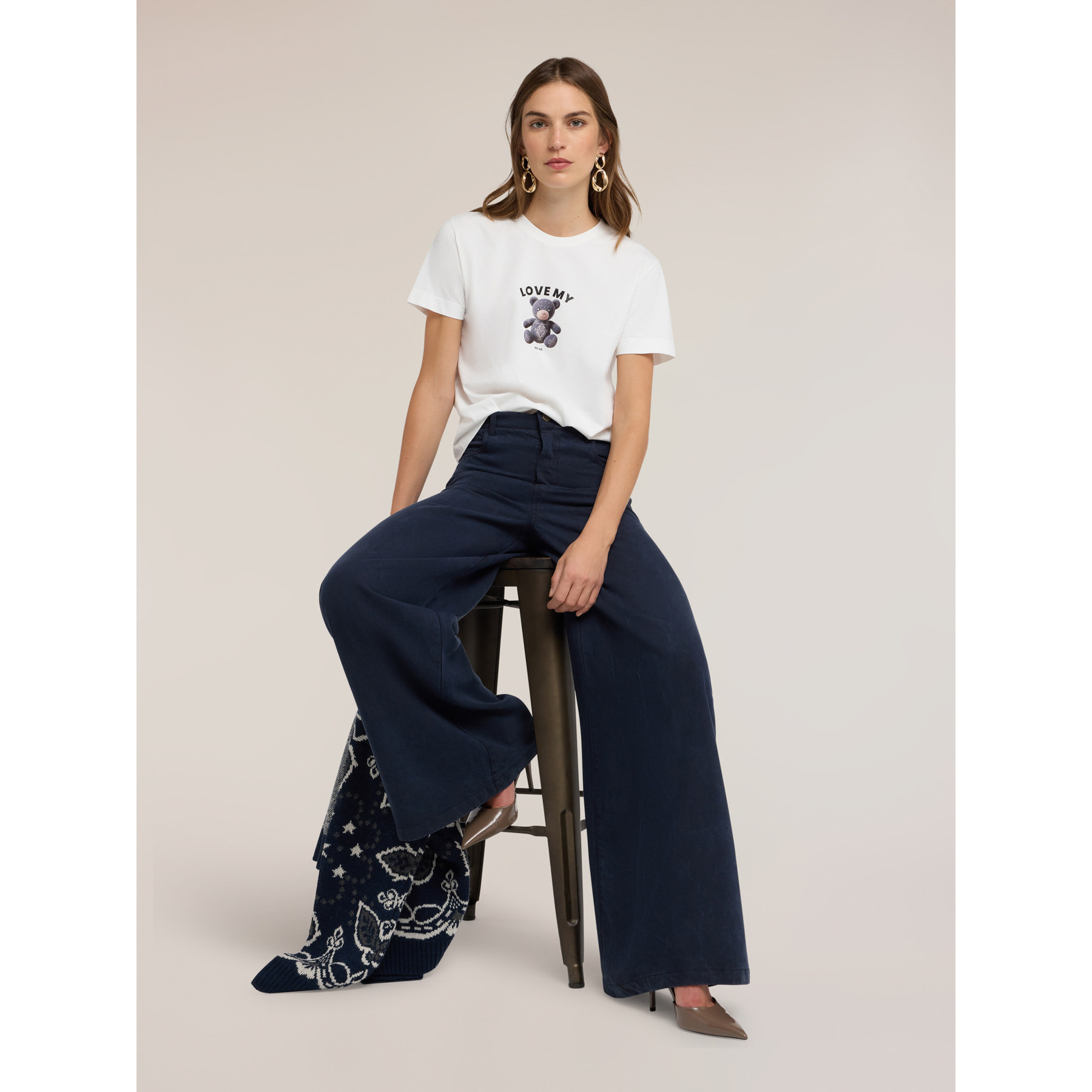 Motivi - T-shirt girocollo con stampa - Bianco