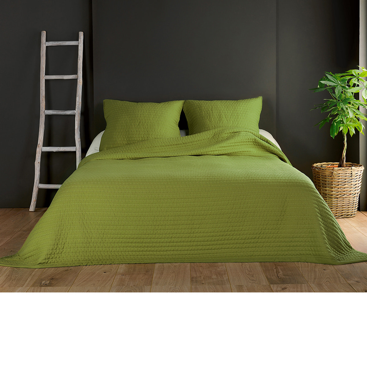 Couvre lit et taie matelassés - Vert clair