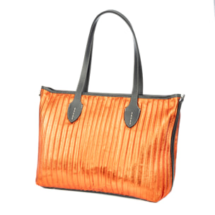 Baceno borsa a tracolla donna. Pelle autentica Napa laminata lucida.