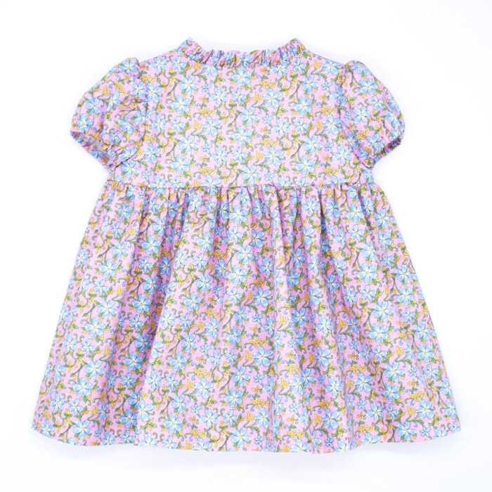 Vestido popelín flor azul