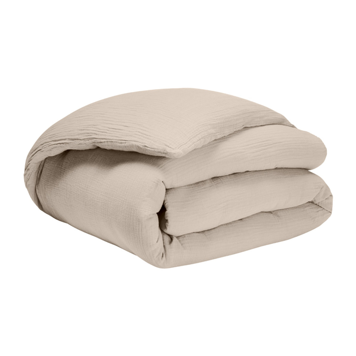 Housse de couette unie en gaze de coton lavée, TENDRESSE, Beige naturel