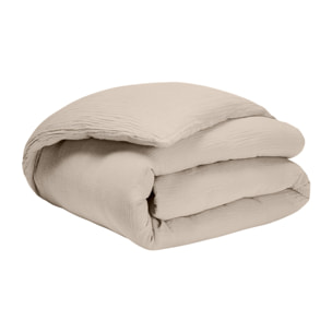 Housse de couette unie en gaze de coton lavée, TENDRESSE, Beige naturel