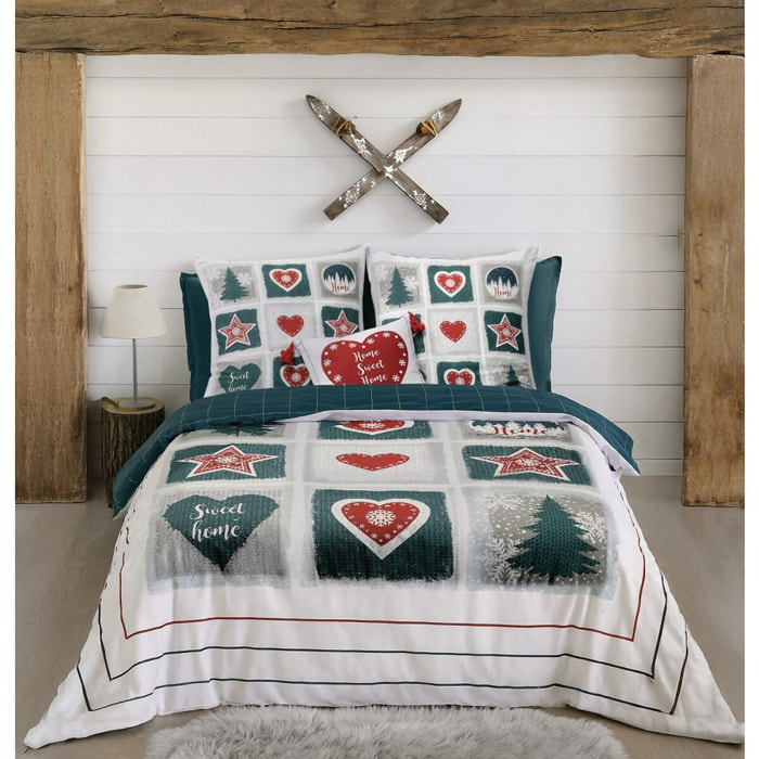 Parure Housse De Couette 100% coton 3pcs Home Sweet Home