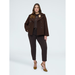 Fiorella Rubino - Pantalones Carrot Fit en Punto Milano - Marrón
