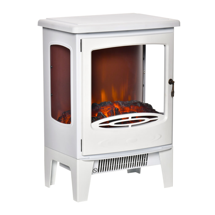 Chimenea Eléctrica 900W/1800W Chimenea Decorativa con Ventanas Efecto de Llama Temperatura Ajustable y Protección Sobrecalentamiento para 20-25 ㎡ 39x26x54,8 cm Blanco