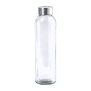 Terkol bidón de cristal de 500ml, cuerpo transparente en material libre de BPA y tapón a rosca en acero inox.