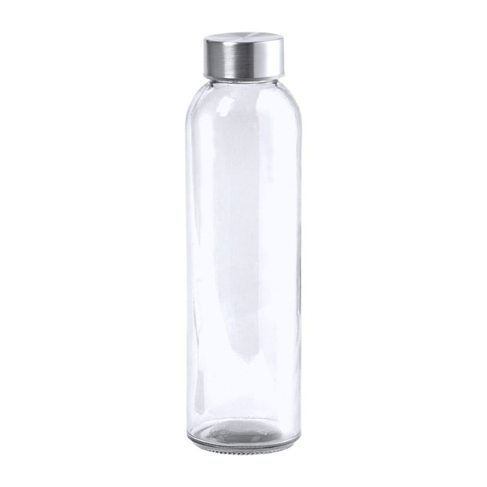 Terkol bidón de cristal de 500ml, cuerpo transparente en material libre de BPA y tapón a rosca en acero inox.