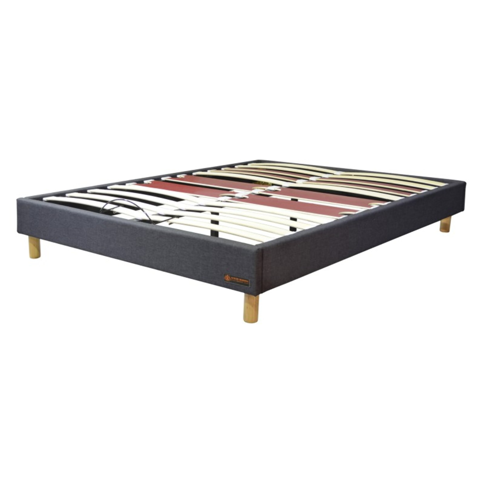 Ensemble Matelas Master & sommier déco| 100% Mémoire de forme | Surmatelas intégré | Cadre à lattes | Tissu | Gris foncé