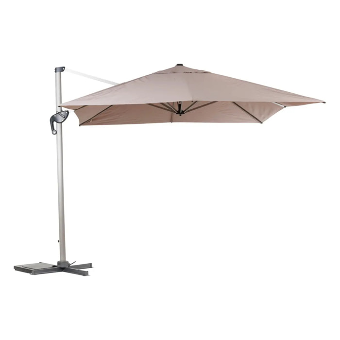 Parasol déporté rectangulaire "Équador" Taupe 4 x 3m en aluminium et polyester