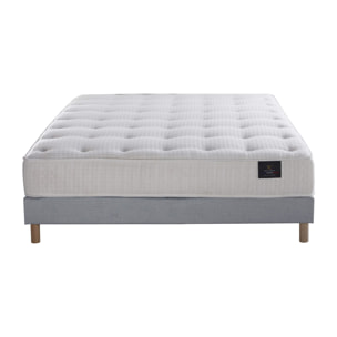 Ensemble Nova - Matelas ressorts ensachés Mémoire de forme - Sommier Bleu Ciel