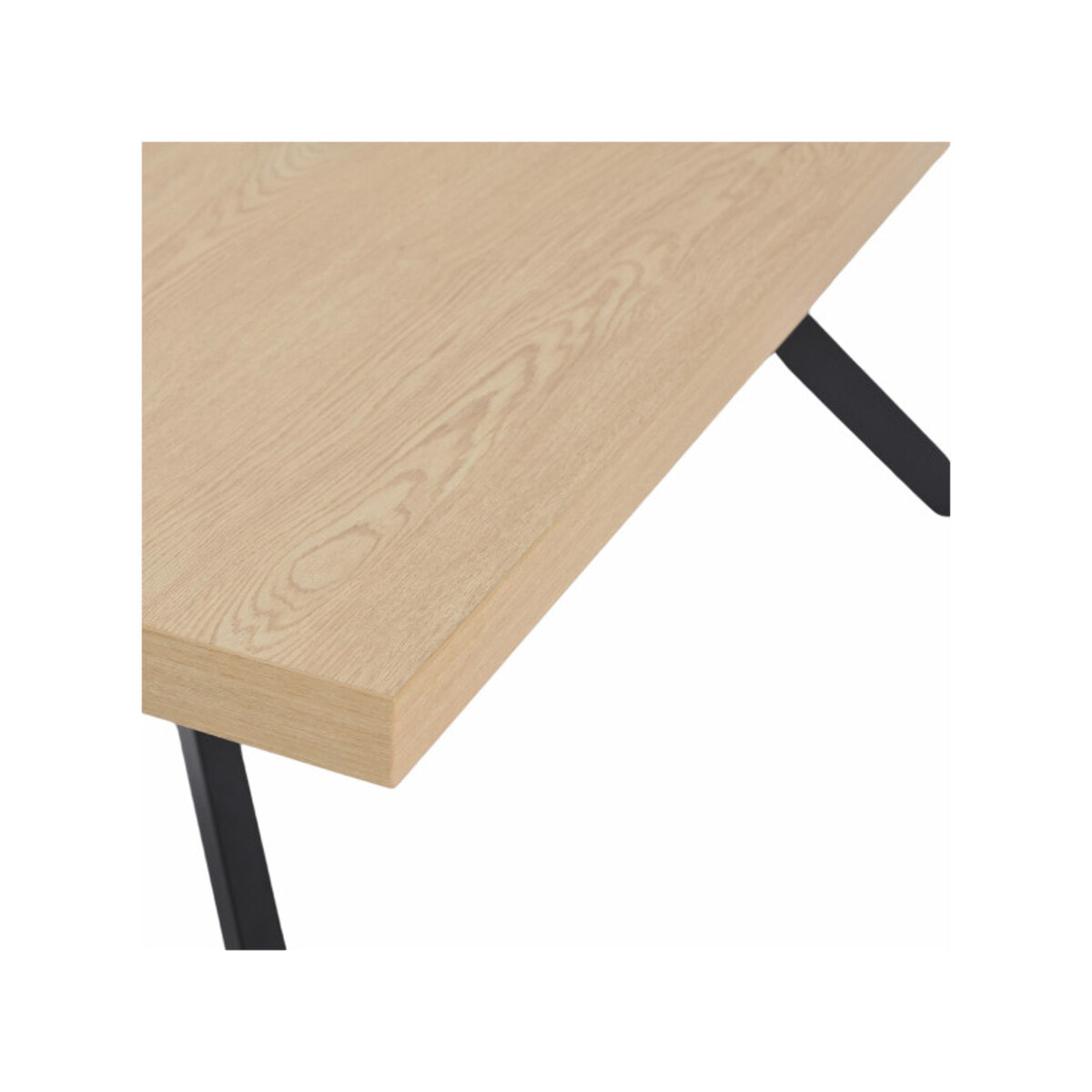 Table de Repas 90 x 180 cm Décor Chêne Clair et Métal Noir - ESTA