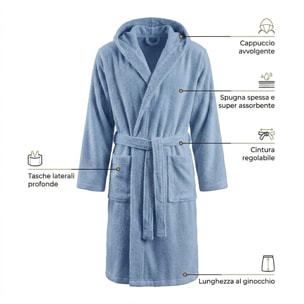 INTRECCI HOME Accappatoio Uomo e Donna, in Puro Cotone Jacquard 500 g, , Morbidezza Extra, Avvolgente, con Cappuccio e Tasche, Elegante e Confortevole,