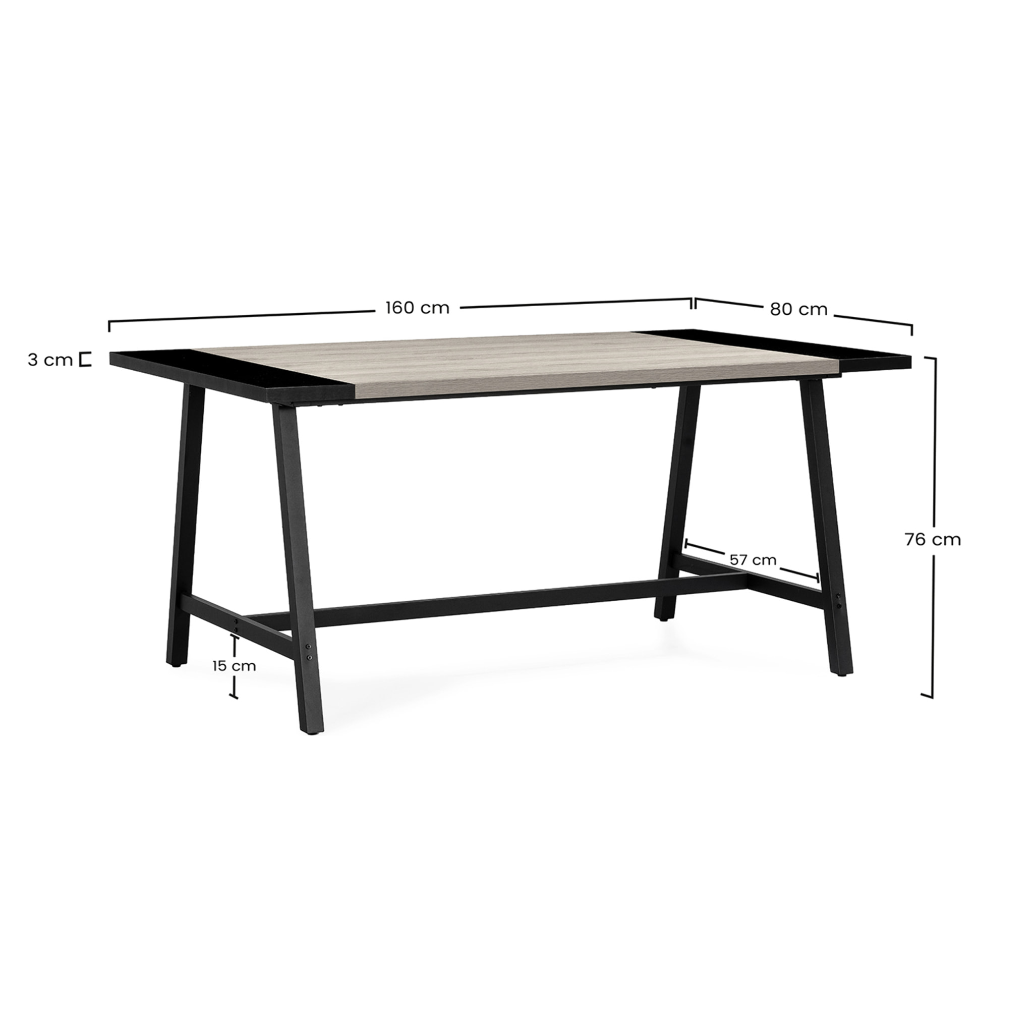 Mesa de comedor Caracas efecto Roble, 160 cm