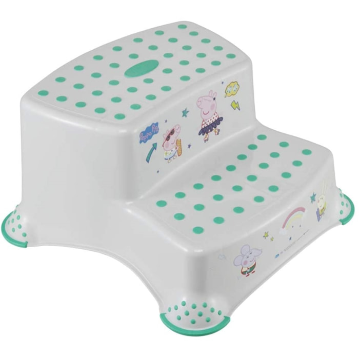 Peppa pig - taburete / alzador 2 niveles para niños a partir de 3 a 14 años aprox, función antideslizante, color blanco