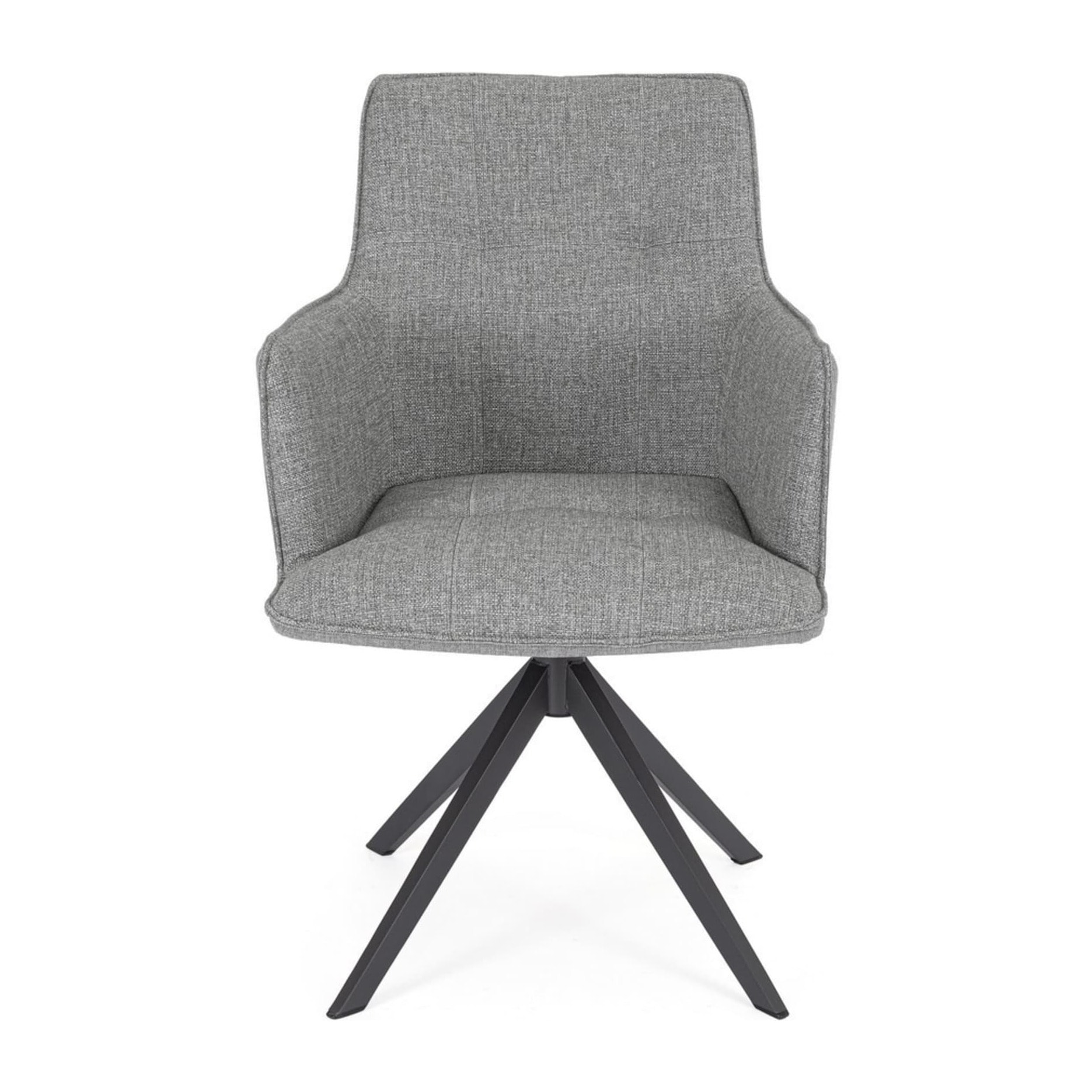 Set di sedie girevoli GOUVEIA in alluminio antracite e tessuto grigio, con braccioli