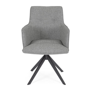 Set di sedie girevoli GOUVEIA in alluminio antracite e tessuto grigio, con braccioli