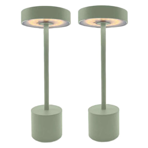 2 Lampe de table sans fil ROBY Vert H30cm