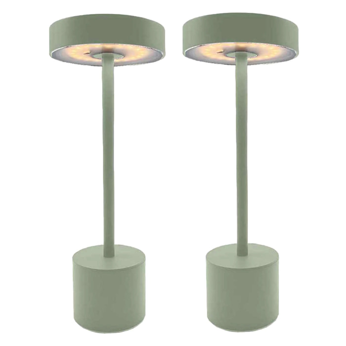 2 Lampe de table sans fil ROBY Vert H30cm