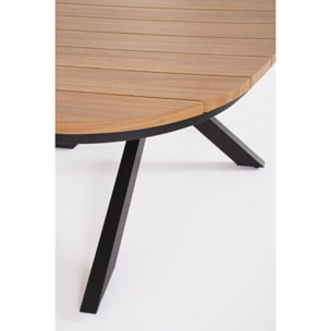 Tavolo fisso ZELMAR effetto legno e struttura in alluminio antracite 218x115 cm