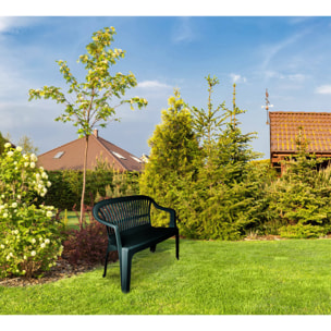 Panchina da esterno Asmi, Panca monoblocco da giardino, Panchina outdoor, 100% Made in Italy, 114x55h82 cm, Verde
