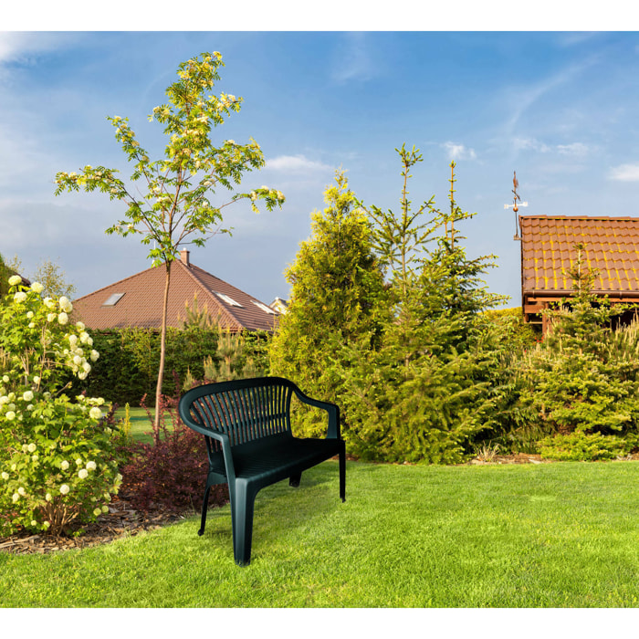 Panchina da esterno Asmi, Panca monoblocco da giardino, Panchina outdoor, 100% Made in Italy, 114x55h82 cm, Verde