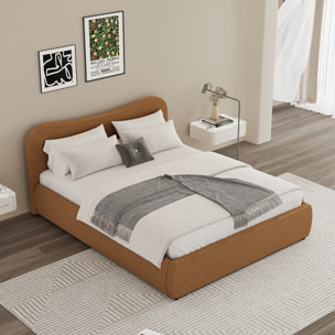 Lit coffre 160x200cm design arrondi velours côtelé marron MILANO