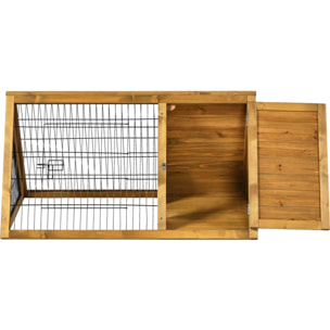 Clapier poulailler "Biscotte" - 100 x 62 x 52 cm - Marron