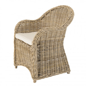 KALLY - Fauteuil en kubu avec coussin d'assise blanc