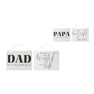 J-Line pancarte Textes FR/EN 'Life Dad' - métal - blanc/noir - 2 pcs