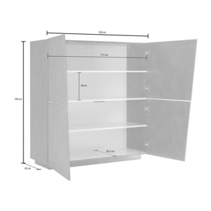 Credenza moderna di design a 4 ante battenti, Made in Italy, Buffet da cucina, Madia con scaffali da cucina, cm 120x43h126, colore Grigio Ardesia