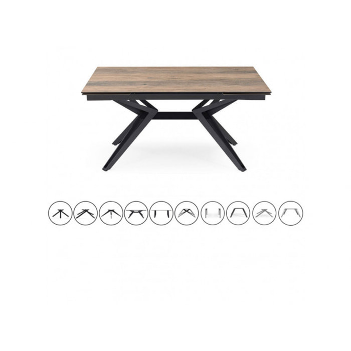 Table extensible en céramique finition bois L160/240cm - 9 piètements - UNIK