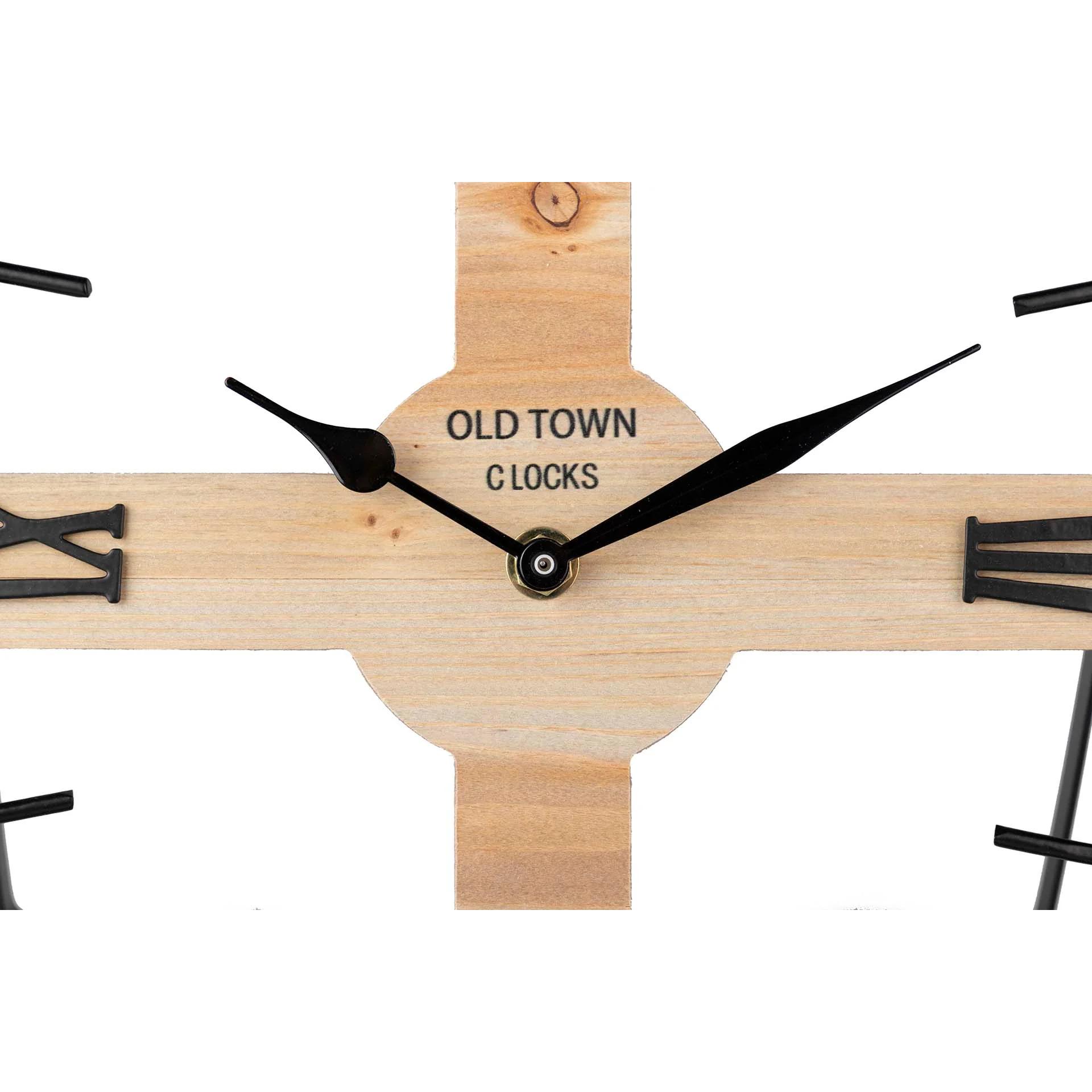 Reloj Sobremesa Metal Madera 23x2,5x23 Cm