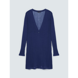 Fiorella Rubino - Cubre hombros o jersey de punto acanalado con mangas de campana - Azul