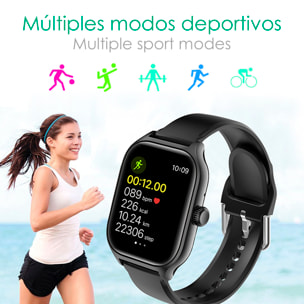 DAM Smartwatch GT4 Pro con llamadas BT, notificaciones push. Monitor deportivo y de salud. Corona multifunción. 4,2x1,2x5,2 Cm. Color: Negro