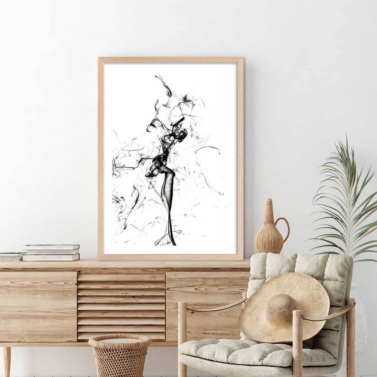 Poster smoke tulip dream Affiche + cadre en bois - Chêne