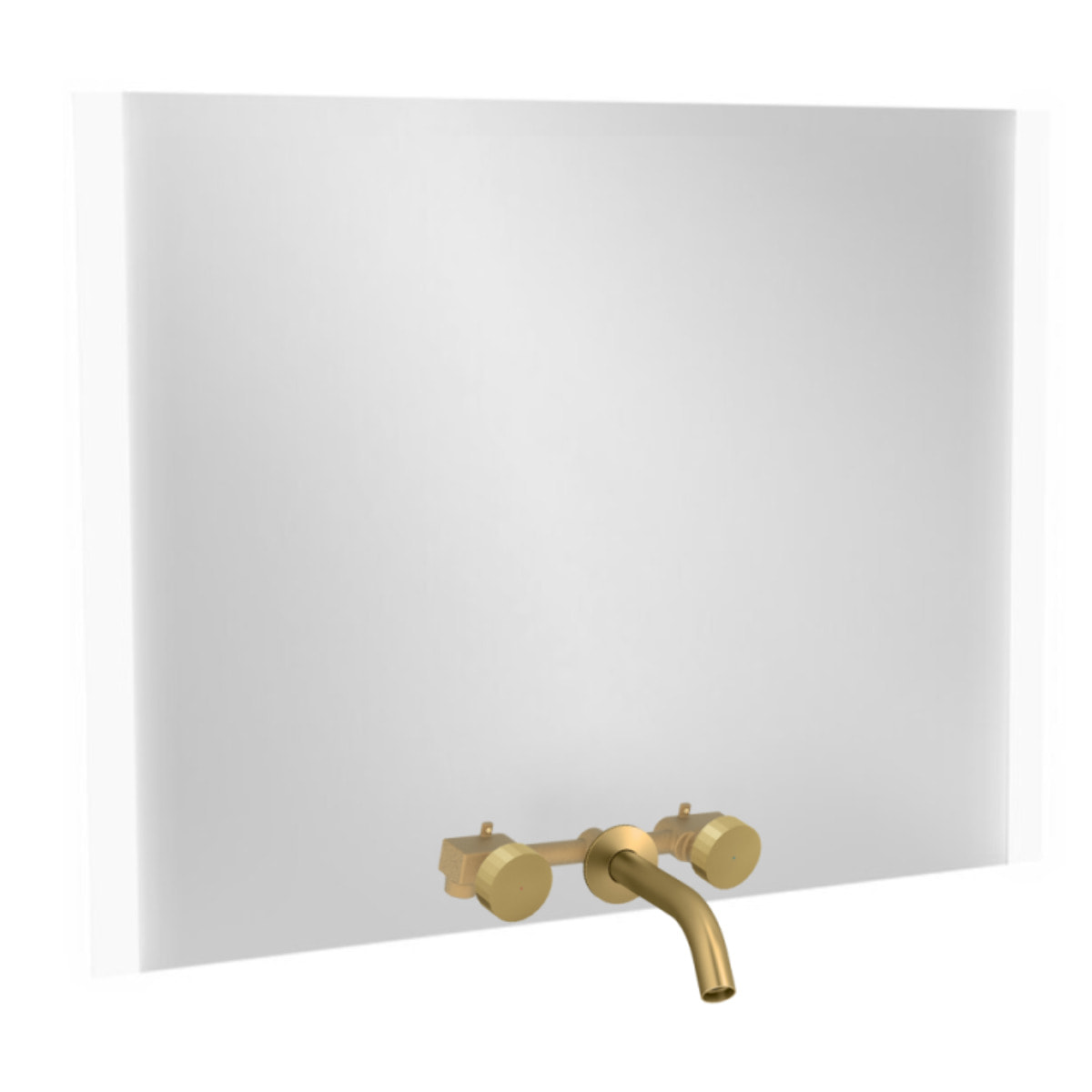 Miroir 3 trous 120 cm + mitigeur lavabo encastré 3 trous Grands Boulevards laiton brossé
