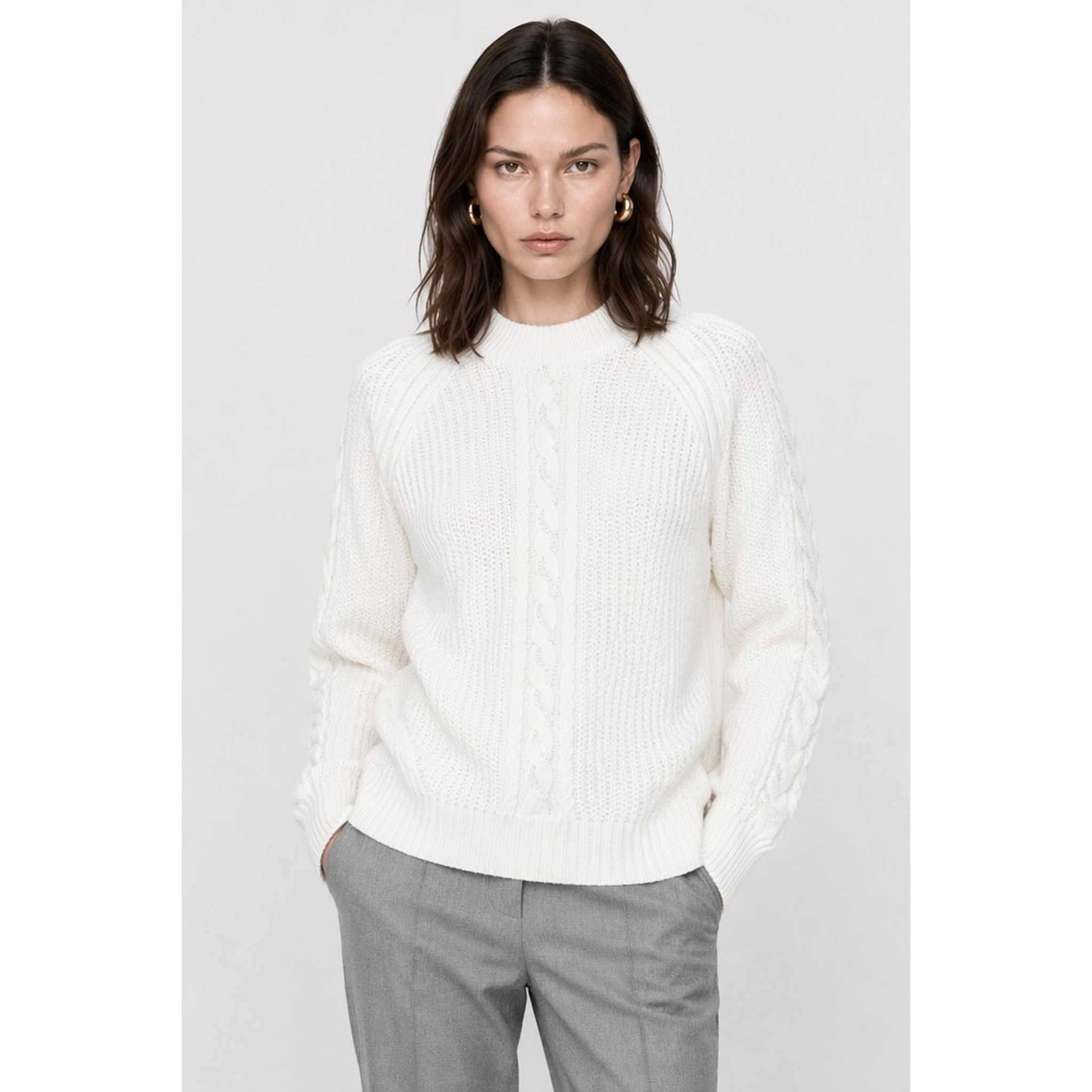 Kocca - Maglia da donna con lavorazione a trecce e girocollo Donna