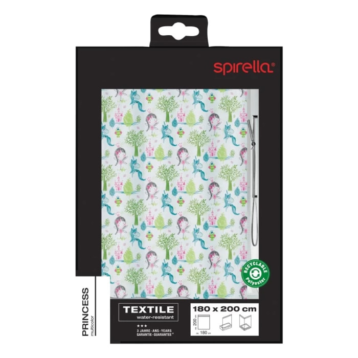 Rideau de douche Polyester PRINCESS 180x200cm Multicolr Spirella