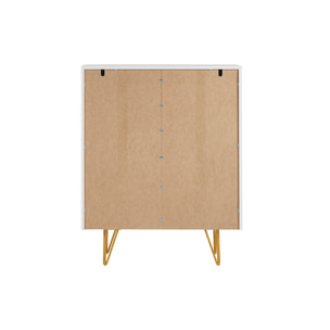 Buffet haut design gravé blanc mat et métal doré 4 portes L86 cm OZEN