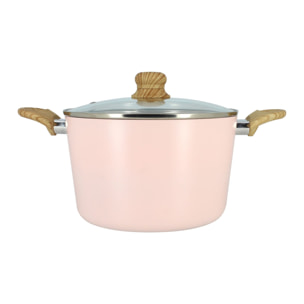 Faitout 24cm avec revêtement céramique rose - tous feux COLORAMA