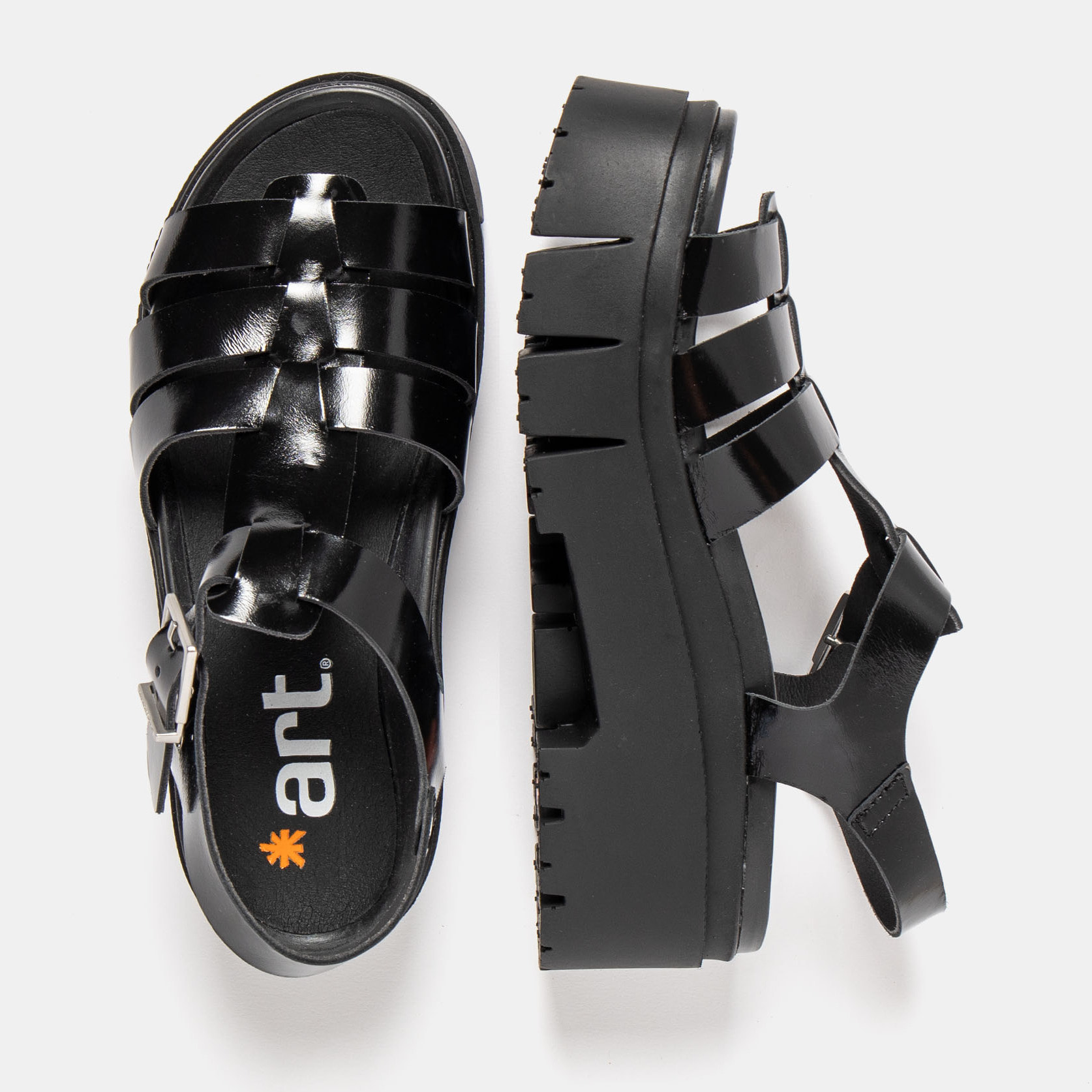 Sandalias 2042 NAPPA SHINNY BLACK / LEEDS color Black