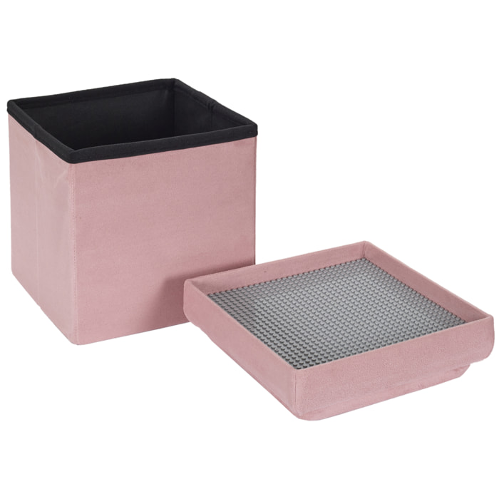 Coffre Pouf Pliable Compatible Brique Rose